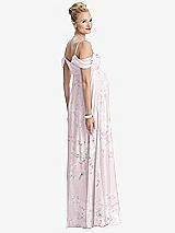 Rear View Thumbnail - Watercolor Print Draped Cold-Shoulder Chiffon Maternity Dress