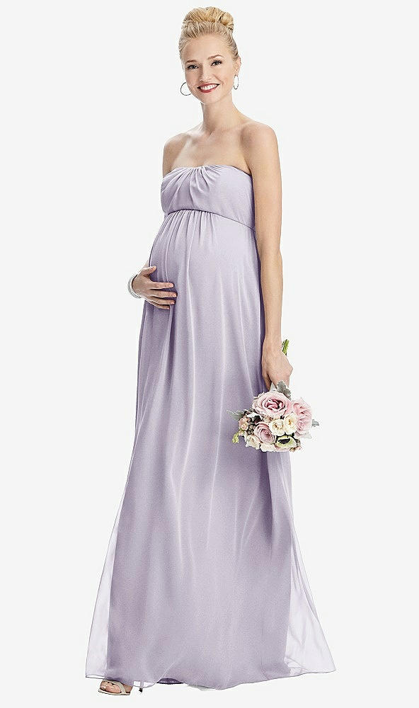 Front View - Moondance Strapless Chiffon Shirred Skirt Maternity Dress