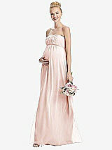 Front View Thumbnail - Blush Strapless Chiffon Shirred Skirt Maternity Dress