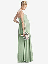 Rear View Thumbnail - Celadon Strapless Chiffon Shirred Skirt Maternity Dress