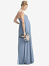 Rear View Thumbnail - Cloudy Strapless Chiffon Shirred Skirt Maternity Dress