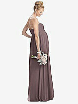 Rear View Thumbnail - French Truffle Strapless Chiffon Shirred Skirt Maternity Dress