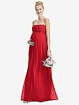 Front View Thumbnail - Parisian Red Strapless Chiffon Shirred Skirt Maternity Dress