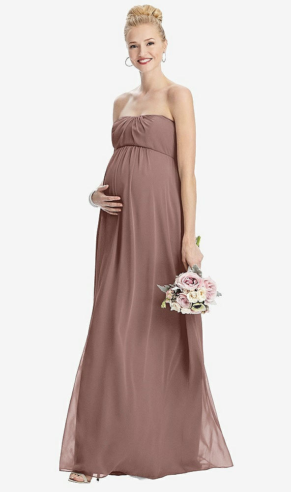Front View - Sienna Strapless Chiffon Shirred Skirt Maternity Dress
