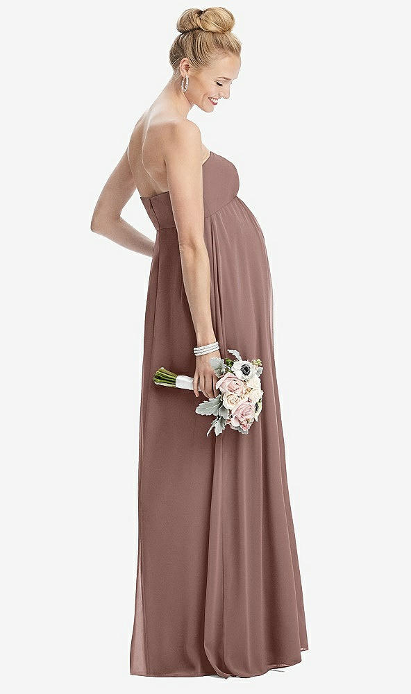 Back View - Sienna Strapless Chiffon Shirred Skirt Maternity Dress