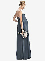 Rear View Thumbnail - Silverstone Strapless Chiffon Shirred Skirt Maternity Dress