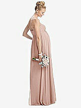 Rear View Thumbnail - Toasted Sugar Strapless Chiffon Shirred Skirt Maternity Dress