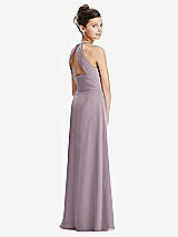 Front View Thumbnail - Lilac Dusk Shirred Jewel Neck Chiffon Juniors Dress