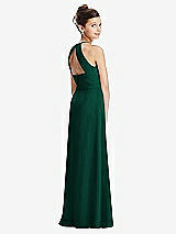 Front View Thumbnail - Hunter Green Shirred Jewel Neck Chiffon Juniors Dress