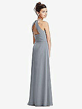 Front View Thumbnail - Platinum Shirred Jewel Neck Chiffon Juniors Dress