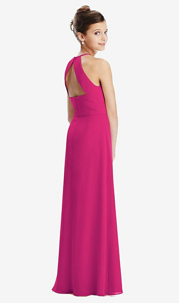 Front View - Think Pink Shirred Jewel Neck Chiffon Juniors Dress