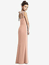 Rear View Thumbnail - Pale Peach Flat Tie-Shoulder Juniors Dress with Trumpet Skirt