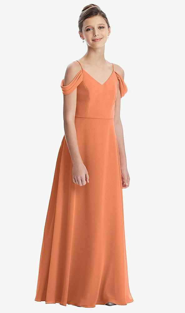 Front View - Sweet Melon Draped Cold Shoulder Chiffon Juniors Dress