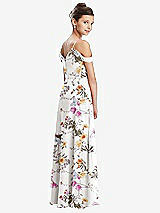 Rear View Thumbnail - Butterfly Botanica Ivory Draped Cold Shoulder Chiffon Juniors Dress