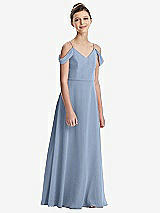 Front View Thumbnail - Cloudy Draped Cold Shoulder Chiffon Juniors Dress