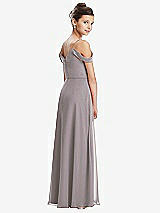 Rear View Thumbnail - Cashmere Gray Draped Cold Shoulder Chiffon Juniors Dress