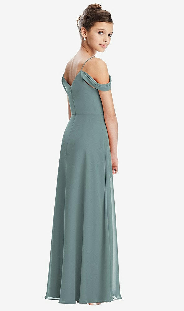 Back View - Icelandic Draped Cold Shoulder Chiffon Juniors Dress