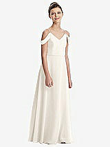 Front View Thumbnail - Ivory Draped Cold Shoulder Chiffon Juniors Dress