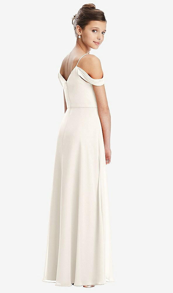 Back View - Ivory Draped Cold Shoulder Chiffon Juniors Dress