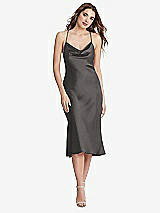 Front View Thumbnail - Caviar Gray Cowl-Neck Convertible Midi Slip Dress - Piper