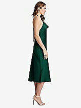 Side View Thumbnail - Hunter Green Cowl-Neck Convertible Midi Slip Dress - Piper