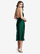 Rear View Thumbnail - Hunter Green Cowl-Neck Convertible Midi Slip Dress - Piper