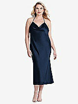 Alt View 2 Thumbnail - Midnight Navy Cowl-Neck Convertible Midi Slip Dress - Piper