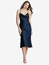 Front View Thumbnail - Midnight Navy Cowl-Neck Convertible Midi Slip Dress - Piper