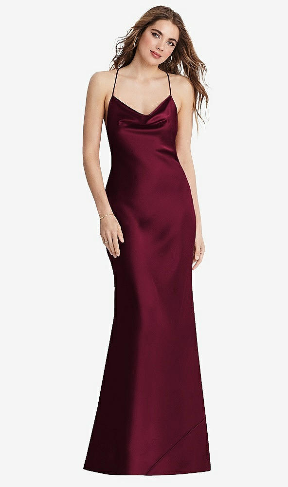 Back View - Cabernet Cowl-Neck Convertible Maxi Slip Dress - Reese