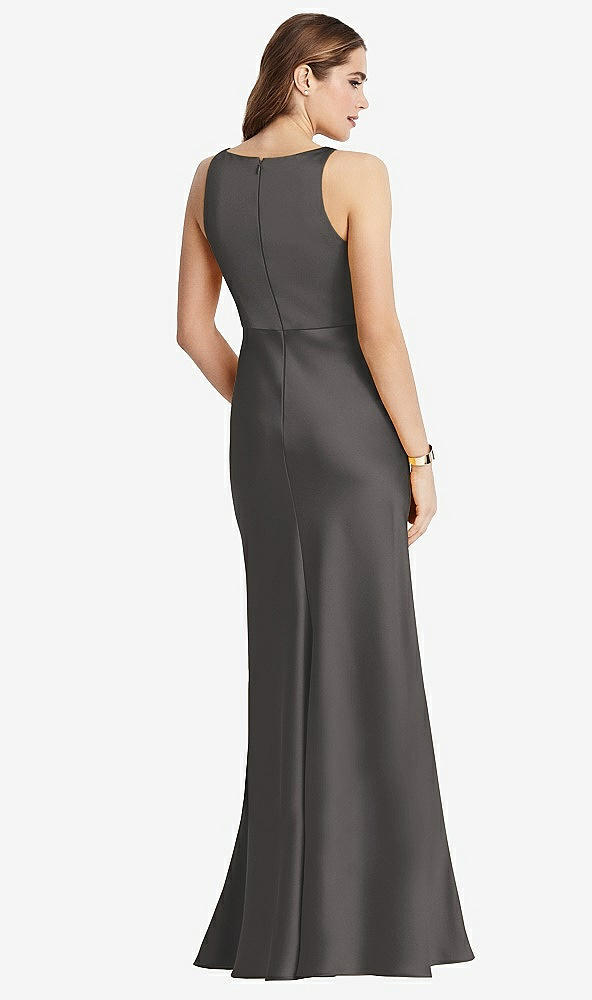 Back View - Caviar Gray Cowl-Neck Maxi Tank Dress - Nova