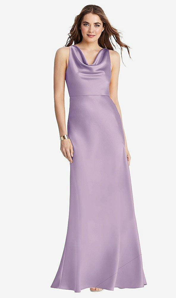 Front View - Pale Purple Cowl-Neck Maxi Tank Dress - Nova