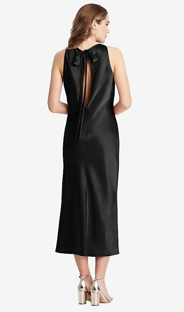 Back View - Black Tie Neck Cutout Midi Tank Dress - Lou