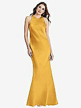 Rear View Thumbnail - NYC Yellow Tie Neck Low Back Maxi Tank Dress - Marin