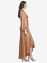 Side View Thumbnail - Toffee Puff Sleeve Asymmetrical Drop Waist High-Low Slip Dress - Teagan