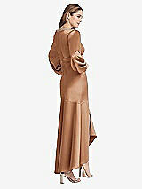 Rear View Thumbnail - Toffee Puff Sleeve Asymmetrical Drop Waist High-Low Slip Dress - Teagan