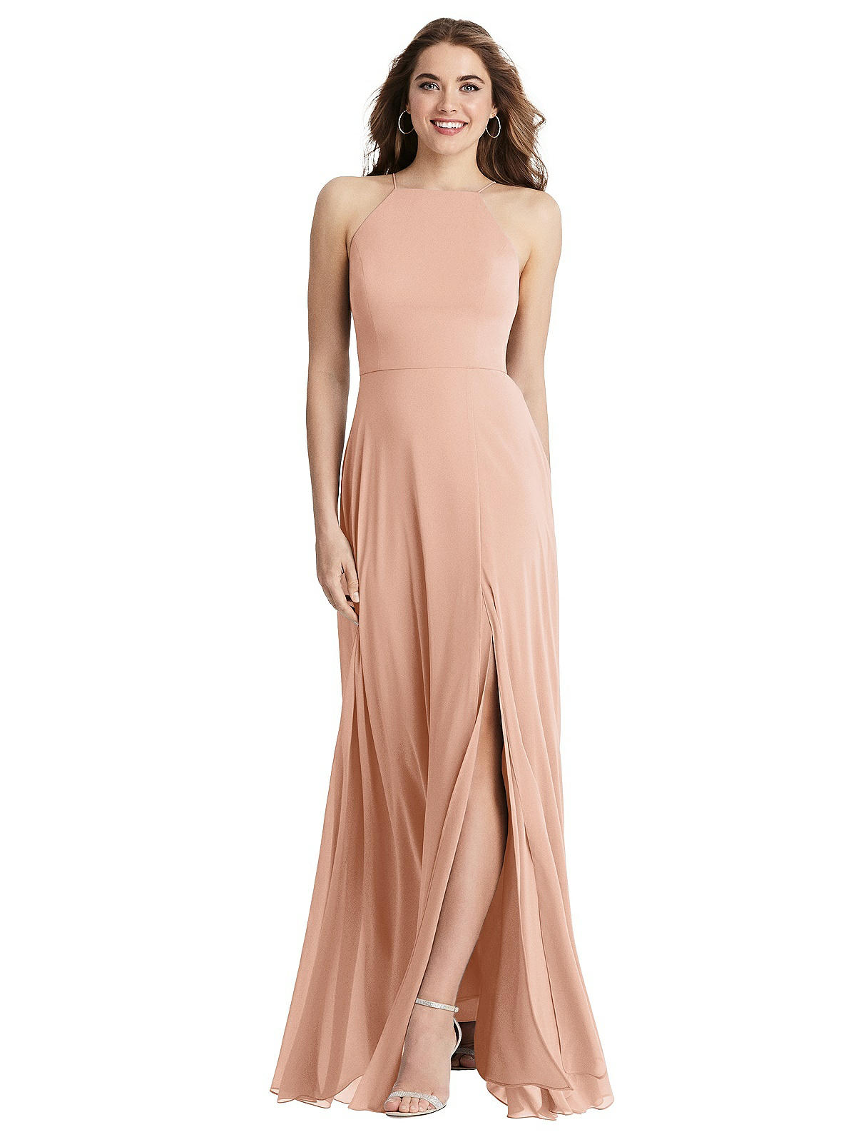 Unique Bridesmaid Sleeveless High Neck Maxi Dresses