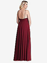 Alt View 2 Thumbnail - Burgundy High Neck Chiffon Maxi Dress with Front Slit - Lela