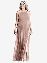 Alt View 1 Thumbnail - Neu Nude High Neck Chiffon Maxi Dress with Front Slit - Lela