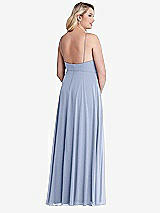 Alt View 2 Thumbnail - Sky Blue High Neck Chiffon Maxi Dress with Front Slit - Lela