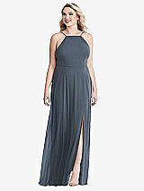 Alt View 1 Thumbnail - Silverstone High Neck Chiffon Maxi Dress with Front Slit - Lela