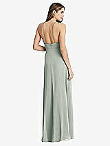 Rear View Thumbnail - Willow Green High Neck Chiffon Maxi Dress with Front Slit - Lela