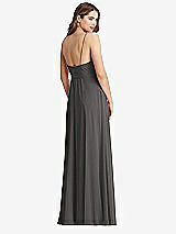 Rear View Thumbnail - Caviar Gray Chiffon Maxi Wrap Dress with Sash - Cora