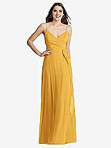 Front View Thumbnail - NYC Yellow Chiffon Maxi Wrap Dress with Sash - Cora