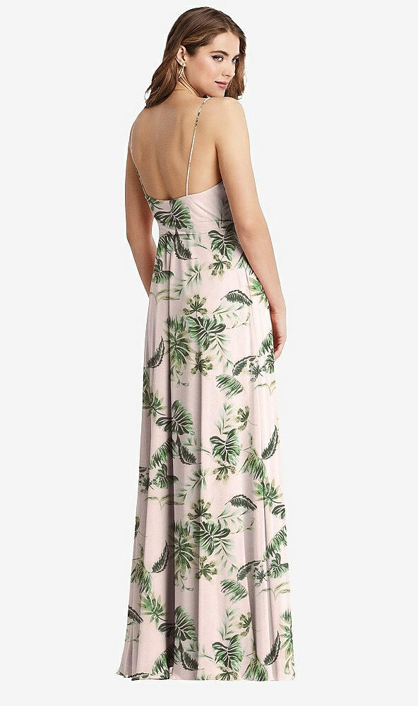 Back View - Palm Beach Print Chiffon Maxi Wrap Dress with Sash - Cora