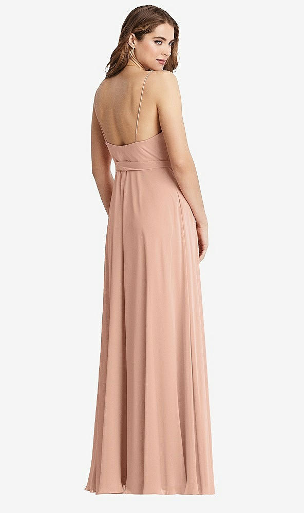 Back View - Pale Peach Chiffon Maxi Wrap Dress with Sash - Cora