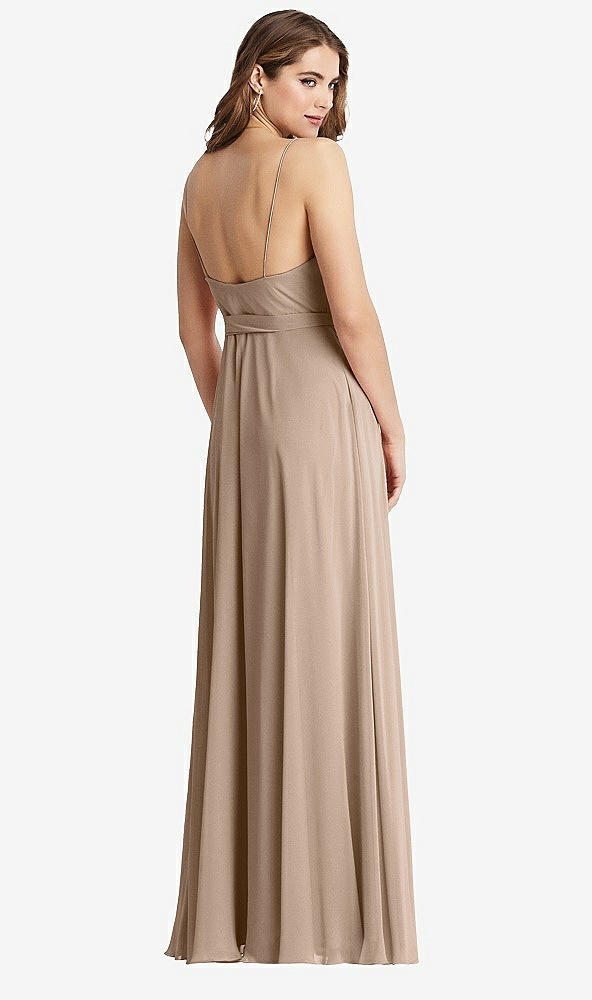 Back View - Topaz Chiffon Maxi Wrap Dress with Sash - Cora