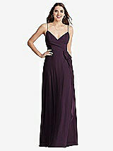 Front View Thumbnail - Aubergine Chiffon Maxi Wrap Dress with Sash - Cora