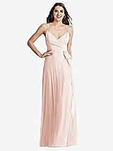 Front View Thumbnail - Blush Chiffon Maxi Wrap Dress with Sash - Cora