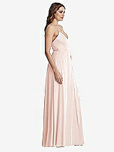 Side View Thumbnail - Blush Chiffon Maxi Wrap Dress with Sash - Cora