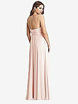 Rear View Thumbnail - Blush Chiffon Maxi Wrap Dress with Sash - Cora